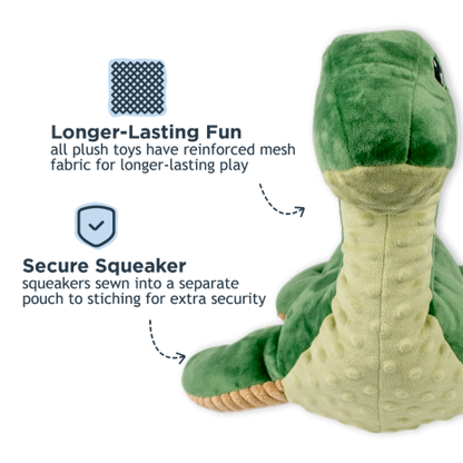 Tall Tails Plush Nessie With Squeaker & Rope Dog Toy