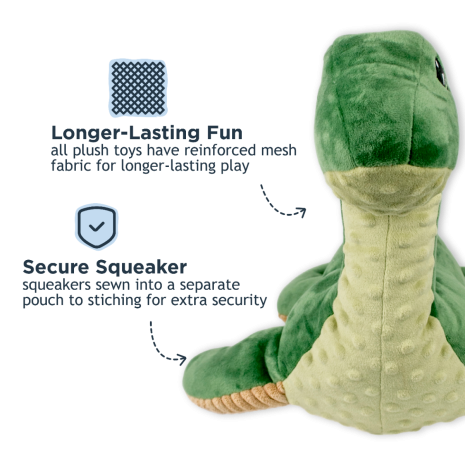 Tall Tails Plush Nessie With Squeaker & Rope Dog Toy