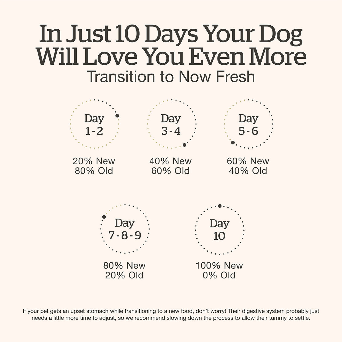 Now Fresh Good Gravy Beef Coated in Bone Broth for Large Breed Adult Dogs - 10-day food transition guide - PetMax Canada