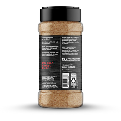 Pure Bites Air Dried Sprinkles Chicken Flavour Topper For Dogs - back of package ingredients and guaranteed analysis panel - Dog Treats - PureBites - PetMax Canada