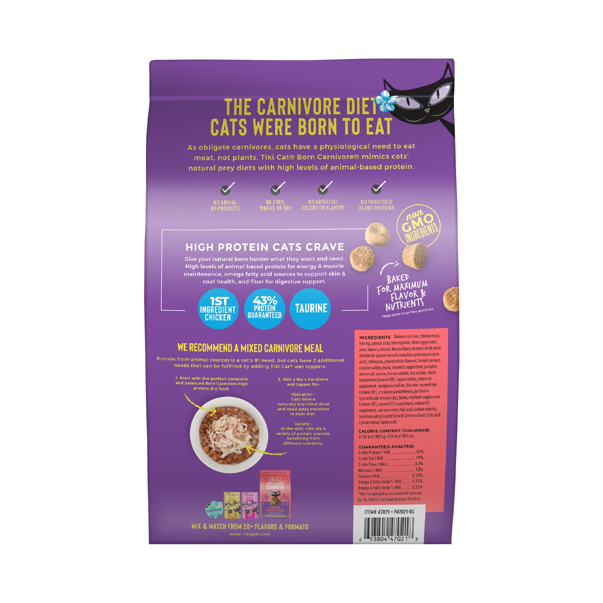 Tiki Cat Born Carnivore High Protein Chicken, Herring & Salmon Meal Recipe Dry Cat Food - Product Highlights 3 - Tiki Cat - PetMax Canada