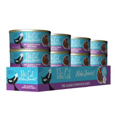 Tiki Cat Aloha Friends Tuna, Calamari & Pumpkin Recipe in Broth Wet Cat Food - Case of 12 - Tiki Cat - PetMax Canada