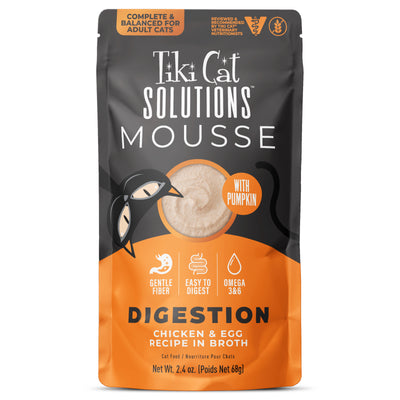 Tiki Cat Special Mousse Digestion Chicken & Egg Recipe in Broth Wet Cat Food - Front of Pouch - Tiki Cat - PetMax Canada