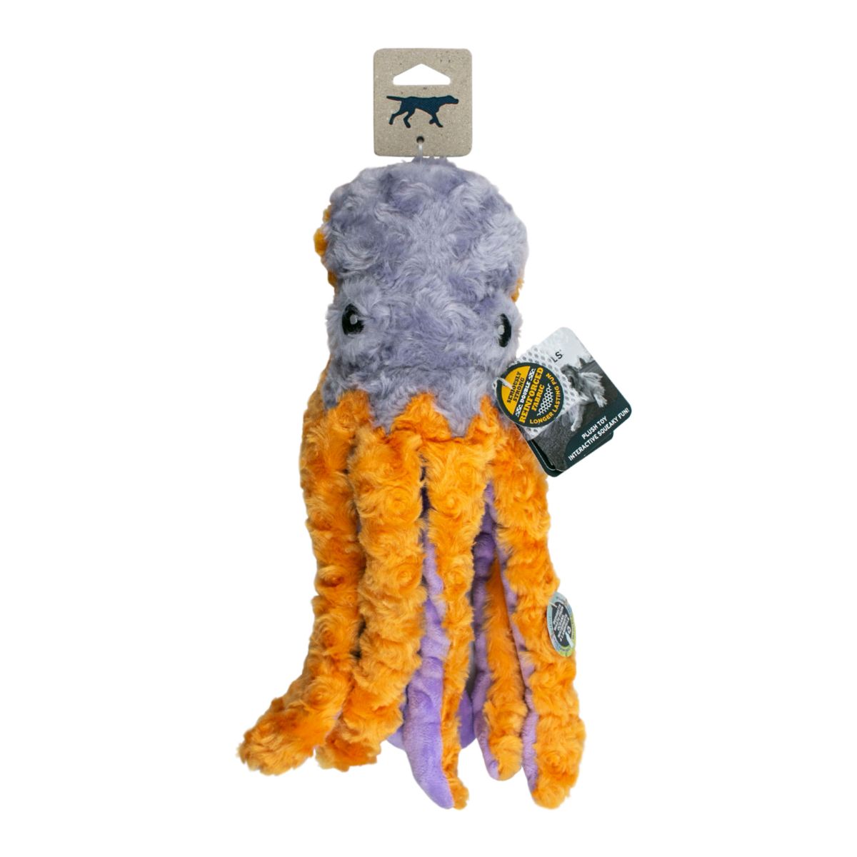 Tall Tails Plush Octopus With Squeaker, Crinkle, & Rope Dog Toy