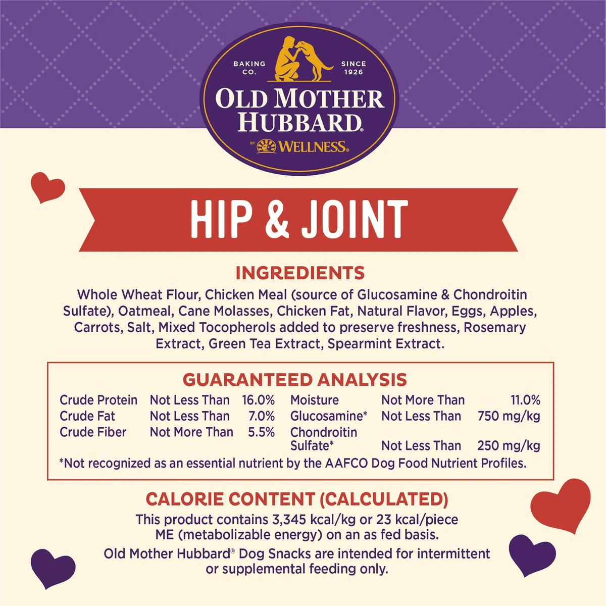 Old Mother Hubbard Hip & Joint Natural Oven-Baked Biscuits Dog Treats - 567g - Dog Treats - Old Mother Hubbard - PetMax Canada