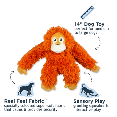 Tall Tails Plush Orangutan With Squeaker & Interior Rope Dog Toy