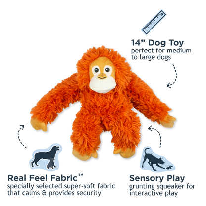 Tall Tails Plush Orangutan With Squeaker & Interior Rope Dog Toy