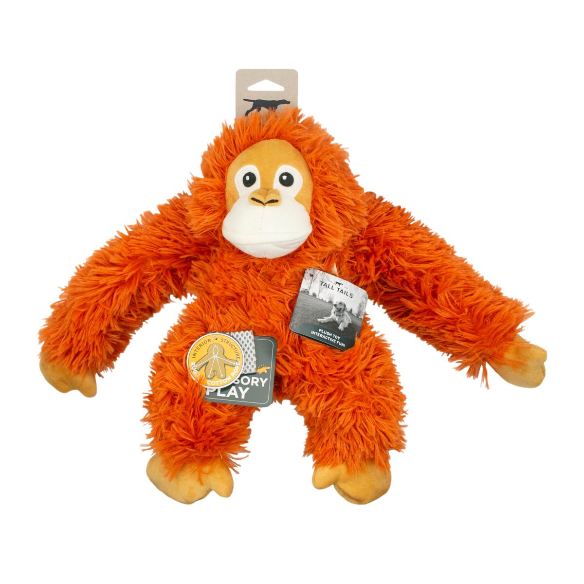 Tall Tails Plush Orangutan With Squeaker & Interior Rope Dog Toy
