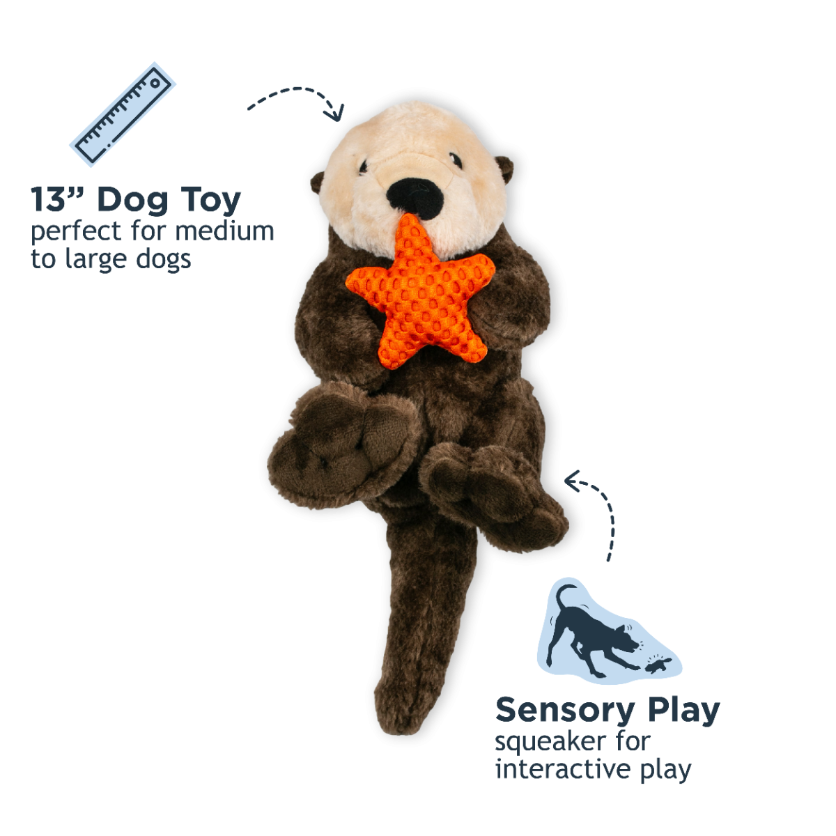 Tall Tails Plush Otter With Interior Rope Dog Toy