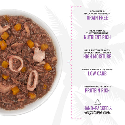 Tiki Cat Aloha Friends Tuna, Calamari & Pumpkin Recipe in Broth Wet Cat Food - Product Highlights 5 - Tiki Cat - PetMax Canada