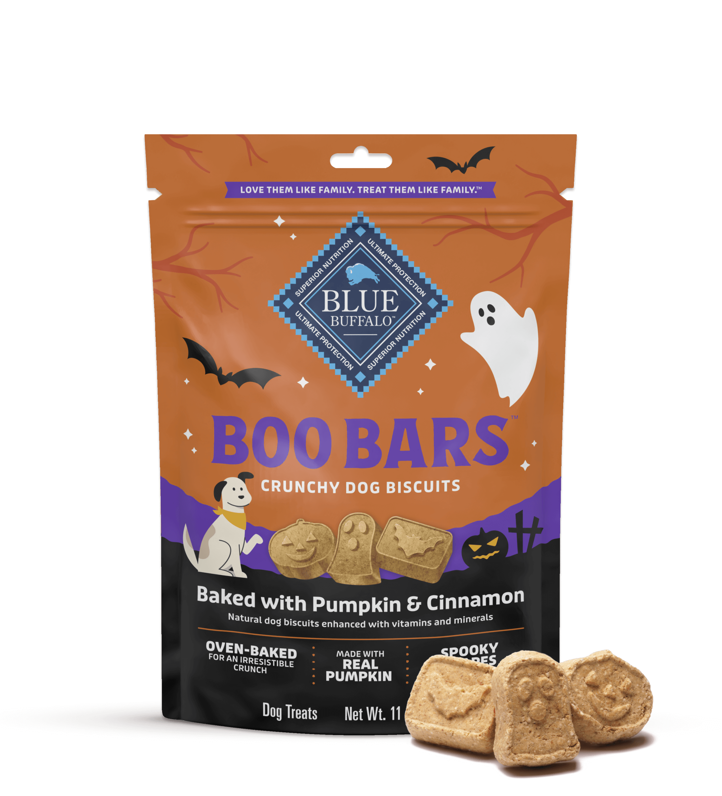 Blue Halloween Boo Bars Gâteries pour chiens à la citrouille et à la cannelle