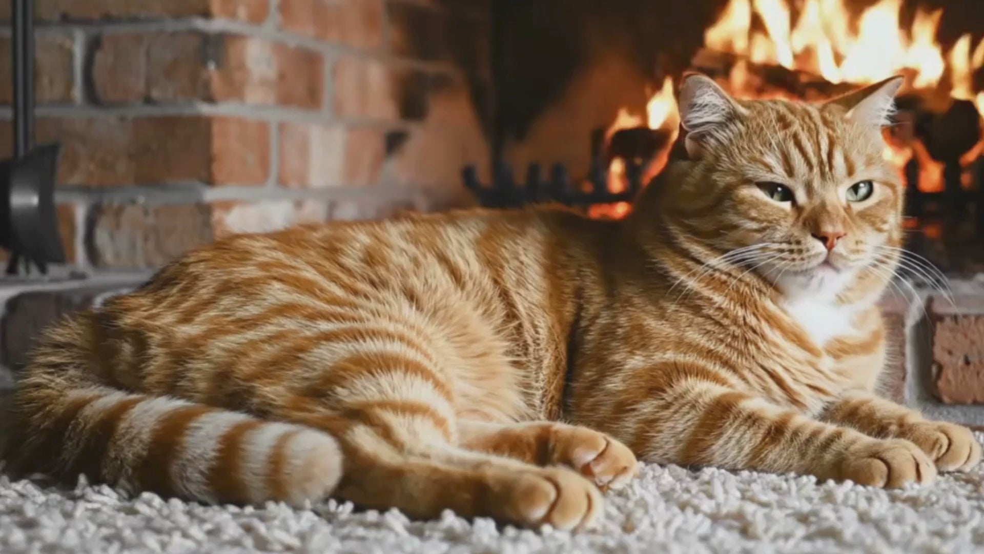 Load video: Video of a relaxed cat napping in front of a crackling fireplace, creating a warm and cozy atmosphere that contrasts February’s cold. The scene highlights PetMax’s February Sale, accessible via the button on the video.