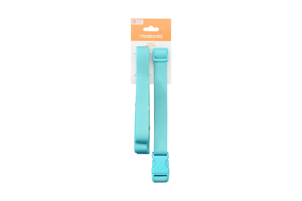 RC Pets Bakoda Collar & Leash Set Teal - Small: 3/4" x 9"-13" - Dog Collars - RC Pet Products - PetMax Canada