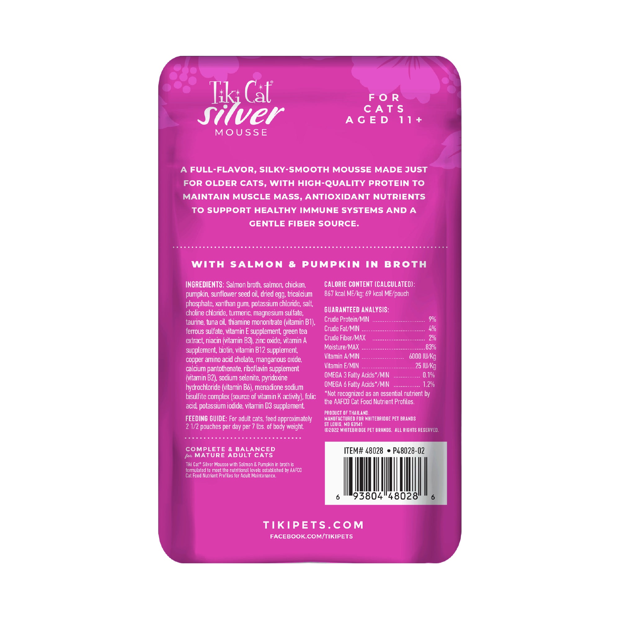 Tiki Cat Velvet Mousse Senior Mousse with Salmon & Pumpkin in Broth Wet Cat Food - Product Highlights 3 - Tiki Cat - PetMax Canada