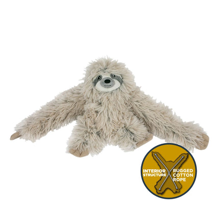 Tall Tails Plush Sloth With Squeaker & Interior Rope Dog Toy