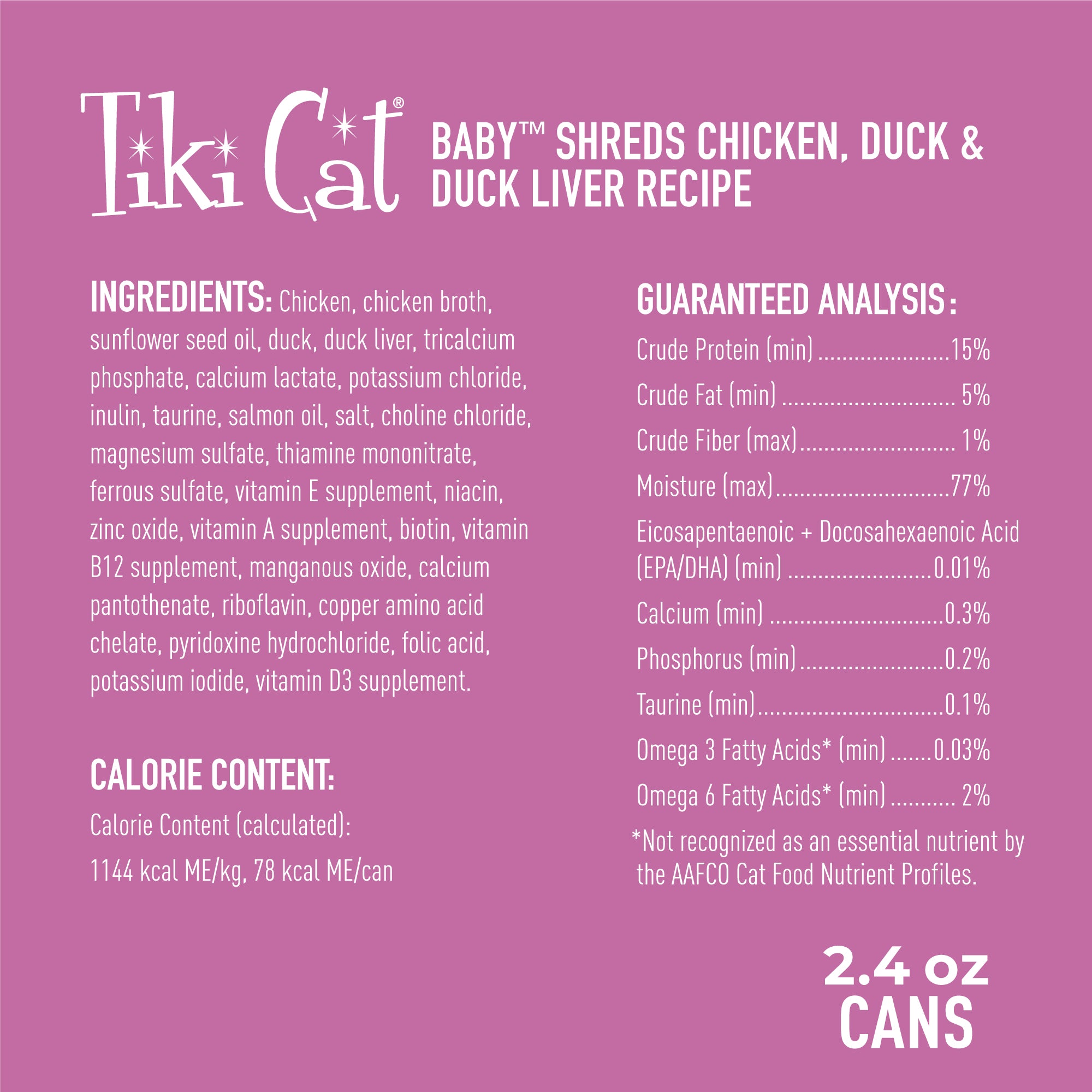 Tiki Cat Baby For Kittens Age 8 Weeks + Chicken, Duck & Duck Liver Recipe Wet Cat Food - Product Highlights 2 - Tiki Cat - PetMax Canada