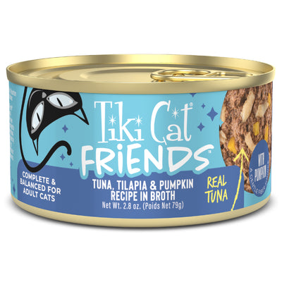 Tiki Cat Aloha Friends Tuna, Tilapia & Pumpkin Recipe in Broth Wet Cat Food - Front of Can - Tiki Cat - PetMax Canada