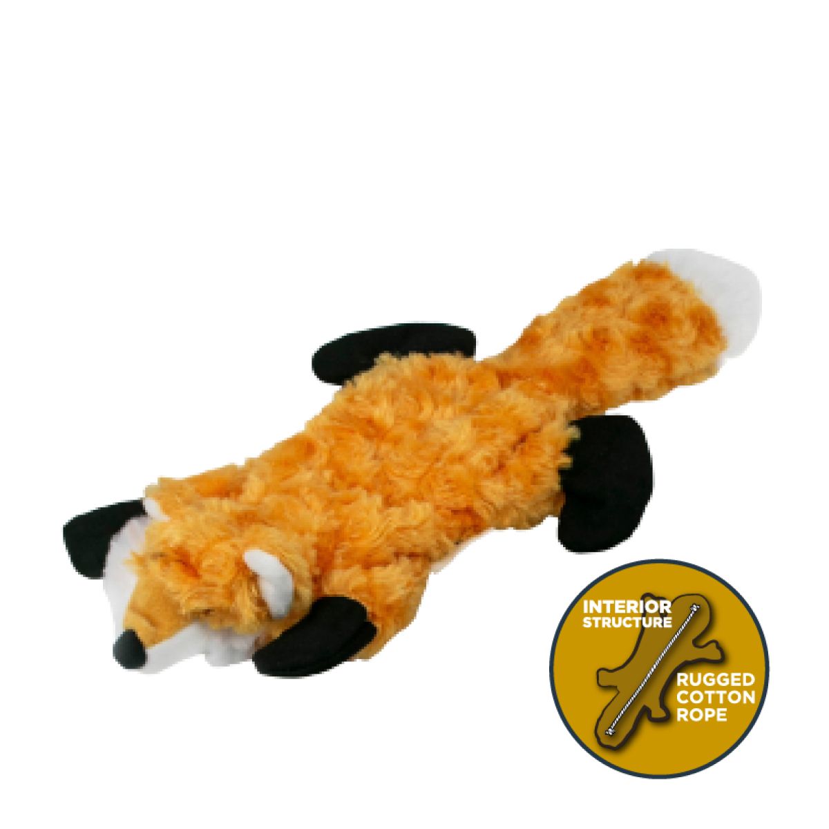 Tall Tails Plush Stuffless Fox With Interior Rope Dog Toy