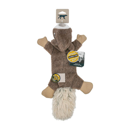 Tall Tails Plush Stuffless Squirrel With Squeaker, Crinkle, & Rope Dog Toy