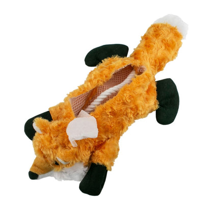 Tall Tails Plush Stuffless Fox With Interior Rope Dog Toy
