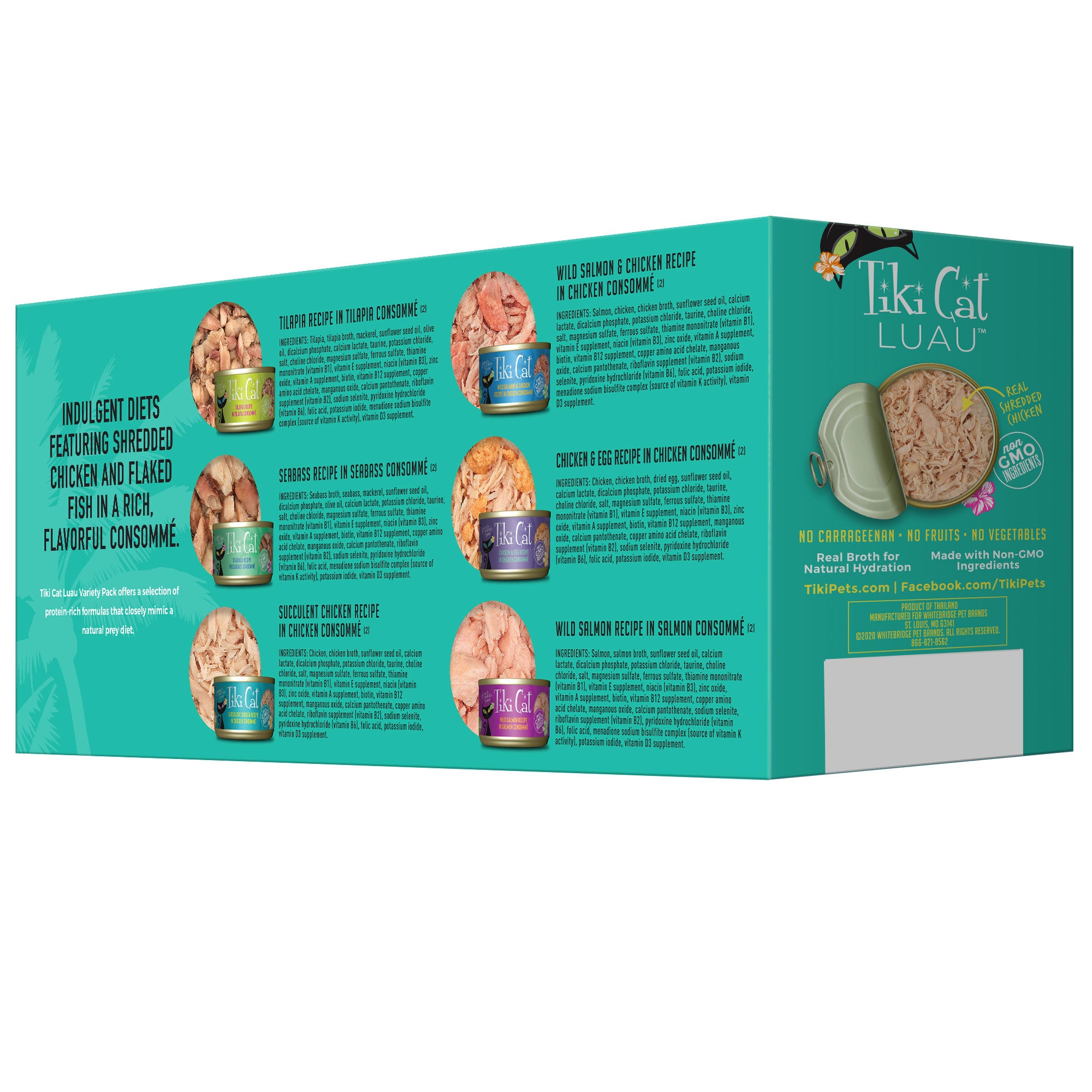 Tiki Cat Luau Grain Free Variety Pack Wet Cat Food - Back of Pack Nutrition Info - Tiki Cat - PetMax Canada