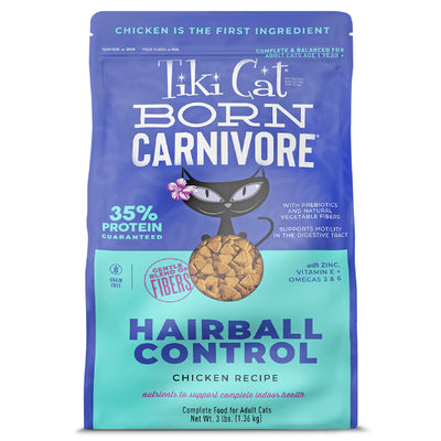Tiki Cat Born Carnivore Hairball Chicken Recipe Dry Cat Food - Front of Bag - Tiki Cat - PetMax Canada