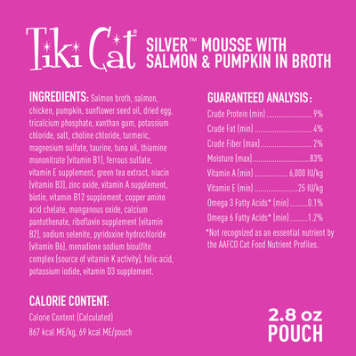 Tiki Cat Velvet Mousse Senior Mousse with Salmon & Pumpkin in Broth Wet Cat Food - Product Highlights 4 - Tiki Cat - PetMax Canada
