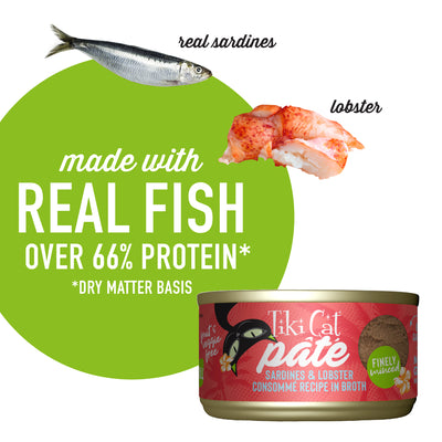 Tiki Cat Grill Pâté Sardines & Lobster Consommé Recipe in Broth Wet Cat Food - Product Highlights 4 - Tiki Cat - PetMax Canada