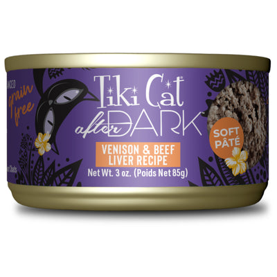 Tiki Cat After Dark Pâté Venison & Beef Liver Wet Cat Food - Front of Can - Tiki Cat - PetMax Canada