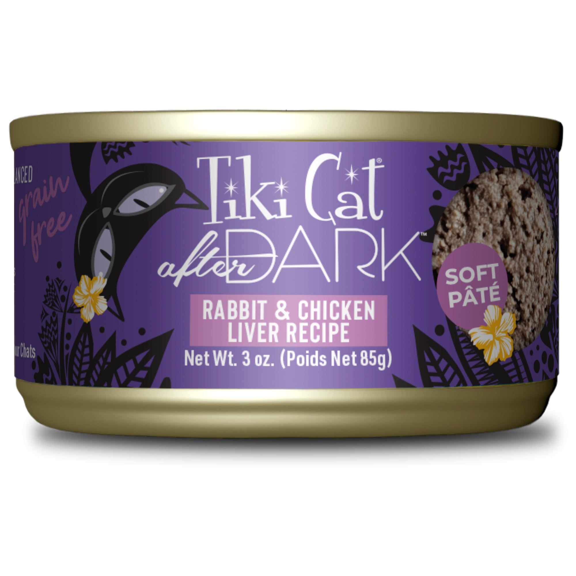 Tiki Cat After Dark Pâté Rabbit & Chicken Liver Recipe Wet Cat Food - Front of Can - Tiki Cat - PetMax Canada
