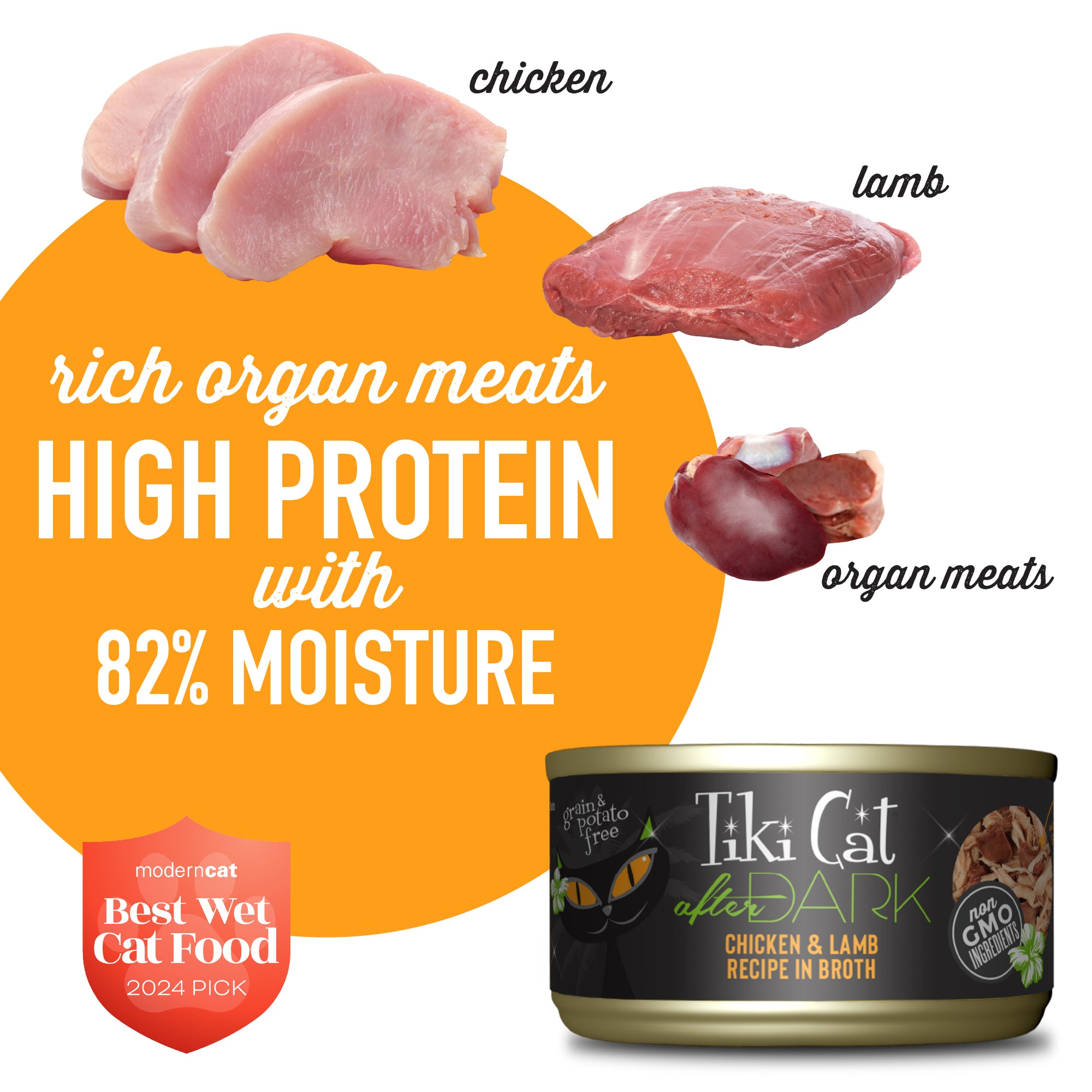 Tiki Cat After Dark Chicken & Lamb Recipe in Broth Wet Cat Food - Product Highlights 3 - Tiki Cat - PetMax Canada