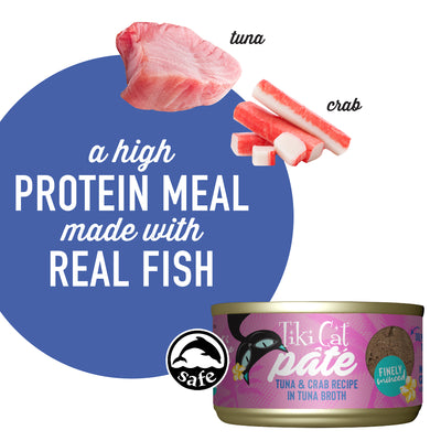 Tiki Cat Grill Pâté Tuna & Crab Recipe in Tuna Broth Wet Cat Food - Product Highlights 3 - Tiki Cat - PetMax Canada