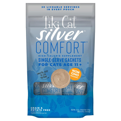 Tiki Cat Silver Comfort Chicken & Chicken Liver Recipe Wet Cat Food - Front of Pouch - Tiki Cat - PetMax Canada