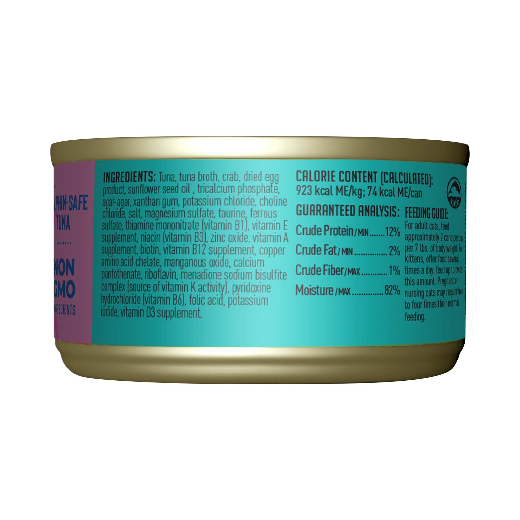 Tiki Cat Grill Pâté Tuna & Crab Recipe in Tuna Broth Wet Cat Food - Back of Pack Nutrition Info - Tiki Cat - PetMax Canada