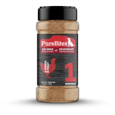 Pure Bites Air Dried Sprinkles Chicken Flavour Topper For Dogs - front of package - Dog Treats - PureBites - PetMax Canada