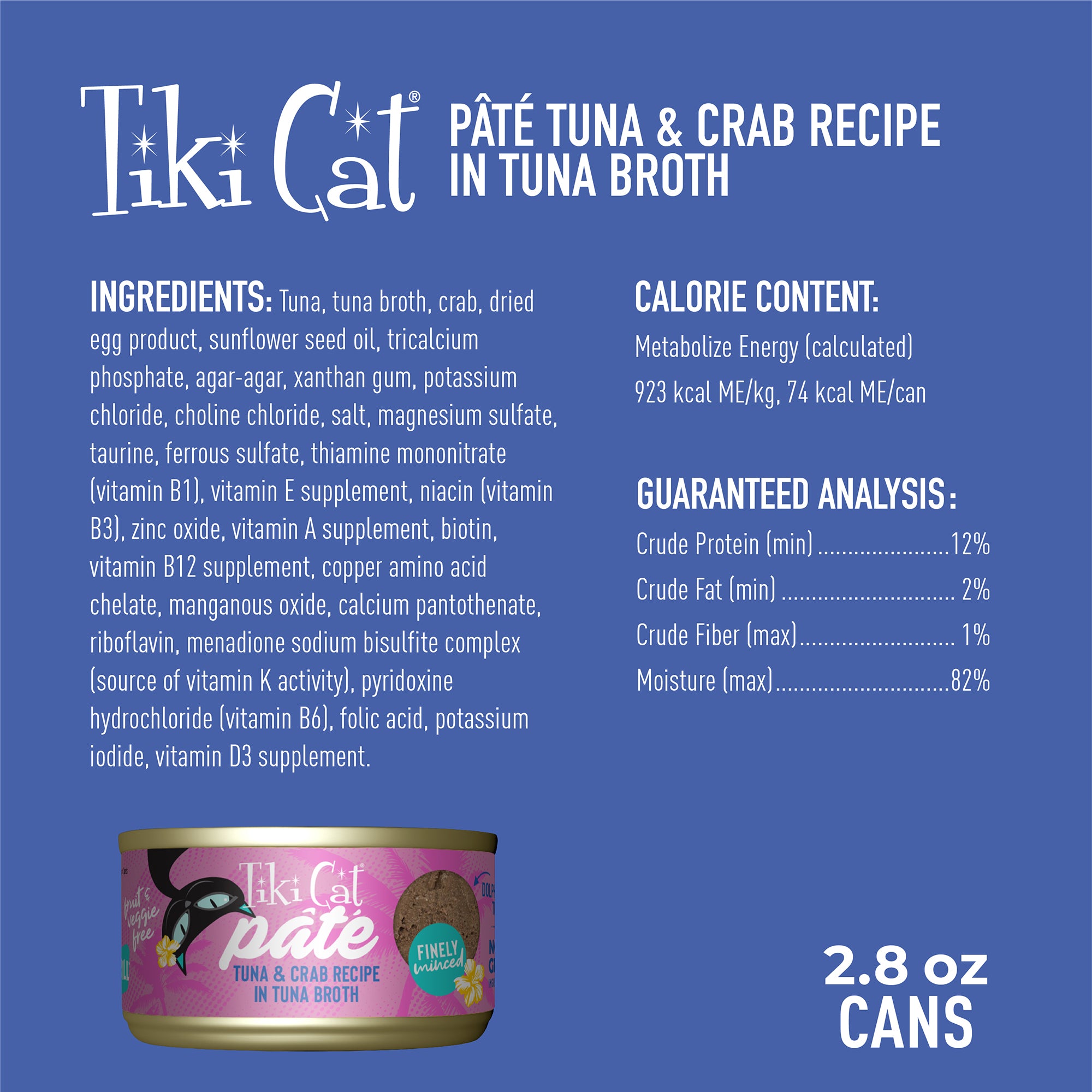 Tiki Cat Grill Pâté Tuna & Crab Recipe in Tuna Broth Wet Cat Food - Product Highlights 2 - Tiki Cat - PetMax Canada