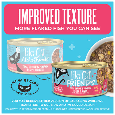 Tiki Cat Aloha Friends Tuna, Shrimp & Pumpkin Recipe in Broth Wet Cat Food - Feeding Transition Guide - Tiki Cat - PetMax Canada