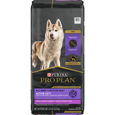Purina Pro Plan High Protein Dog Food With Probiotics for Dogs SPORT 27/17 Turkey & Barley Formula  Dog Food  | PetMax Canada