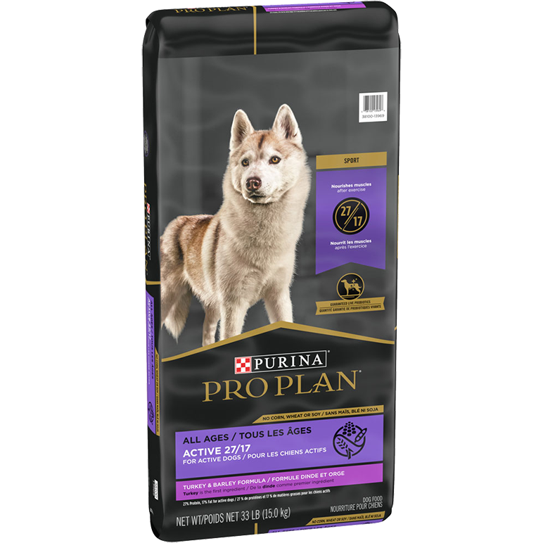 Purina Pro Plan High Protein Dog Food With Probiotics for Dogs SPORT 27/17 Turkey & Barley Formula  Dog Food  | PetMax Canada