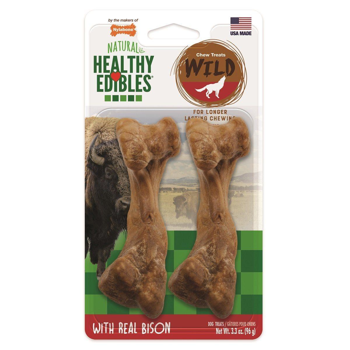 Nylabone Healthy Edibles Wild Bison - Medium - 2 Pack - Nylon - Nylabone - PetMax Canada