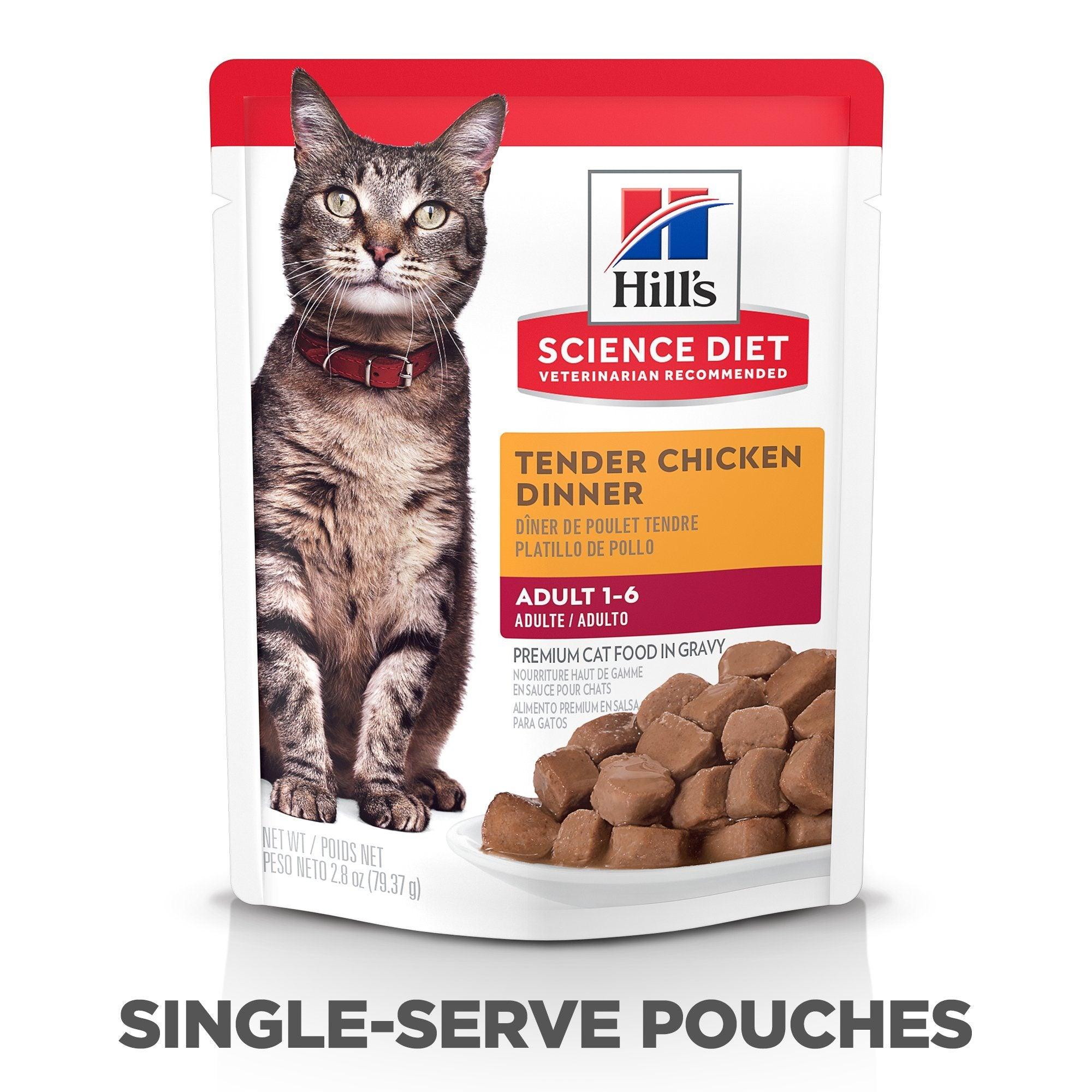 Hill's Science Diet Adult Wet Cat Food, Chicken, 79g pouch - 79g - Canned Cat Food - Hill's Science Diet - PetMax Canada