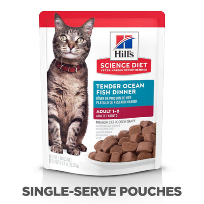 Hill's Science Diet Adult Wet Cat Food, Ocean Fish, 79g pouch - 79g - Canned Cat Food - Hill's Science Diet - PetMax Canada