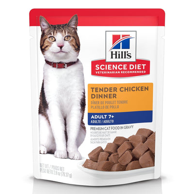 Hill's Science Diet Senior 7+ Wet Cat Food, Chicken, 79g pouch - 79g - Canned Cat Food - Hill's Science Diet - PetMax Canada