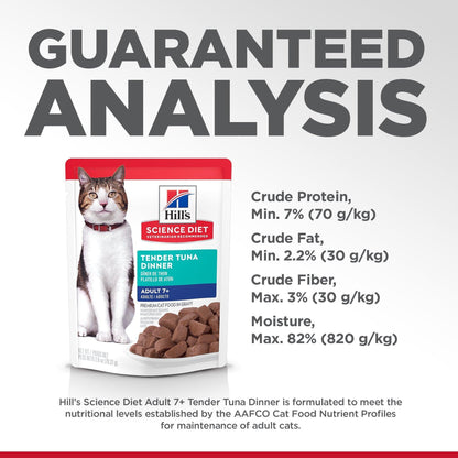 Hill's Science Diet Senior 7+ Wet Cat Food, Tuna, 79g pouch - 79g - Canned Cat Food - Hill's Science Diet - PetMax Canada