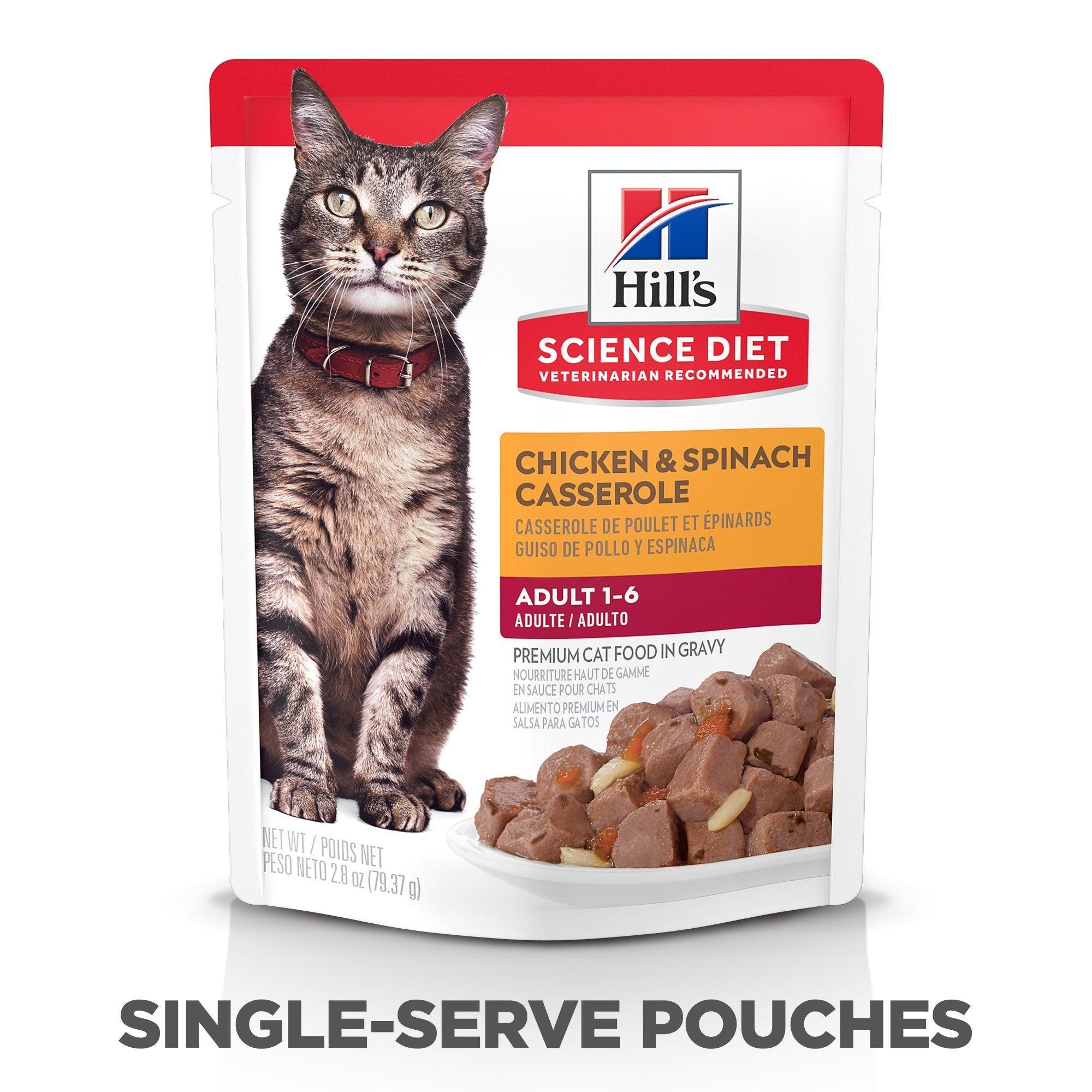 Hill's Science Diet Adult Wet Cat Food, Chicken & Spinach, 79g pouch - 79g - Canned Cat Food - Hill's Science Diet - PetMax Canada