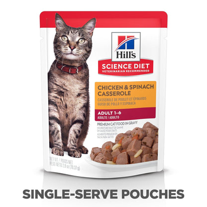 Hill's Science Diet Adult Wet Cat Food, Chicken & Spinach, 79g pouch - 79g - Canned Cat Food - Hill's Science Diet - PetMax Canada