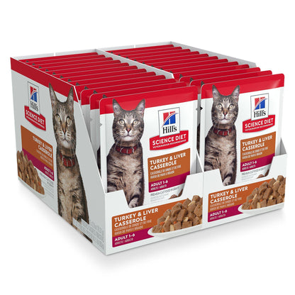 Hill's Science Diet Adult Wet Cat Food, Turkey & Liver, 79g pouch - 79g - Canned Cat Food - Hill's Science Diet - PetMax Canada