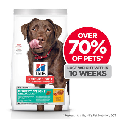 Hill's Science Diet Adult Perfect Weight Large Breed Dry Dog Food, Chicken Recipe  Dog Food  | PetMax Canada