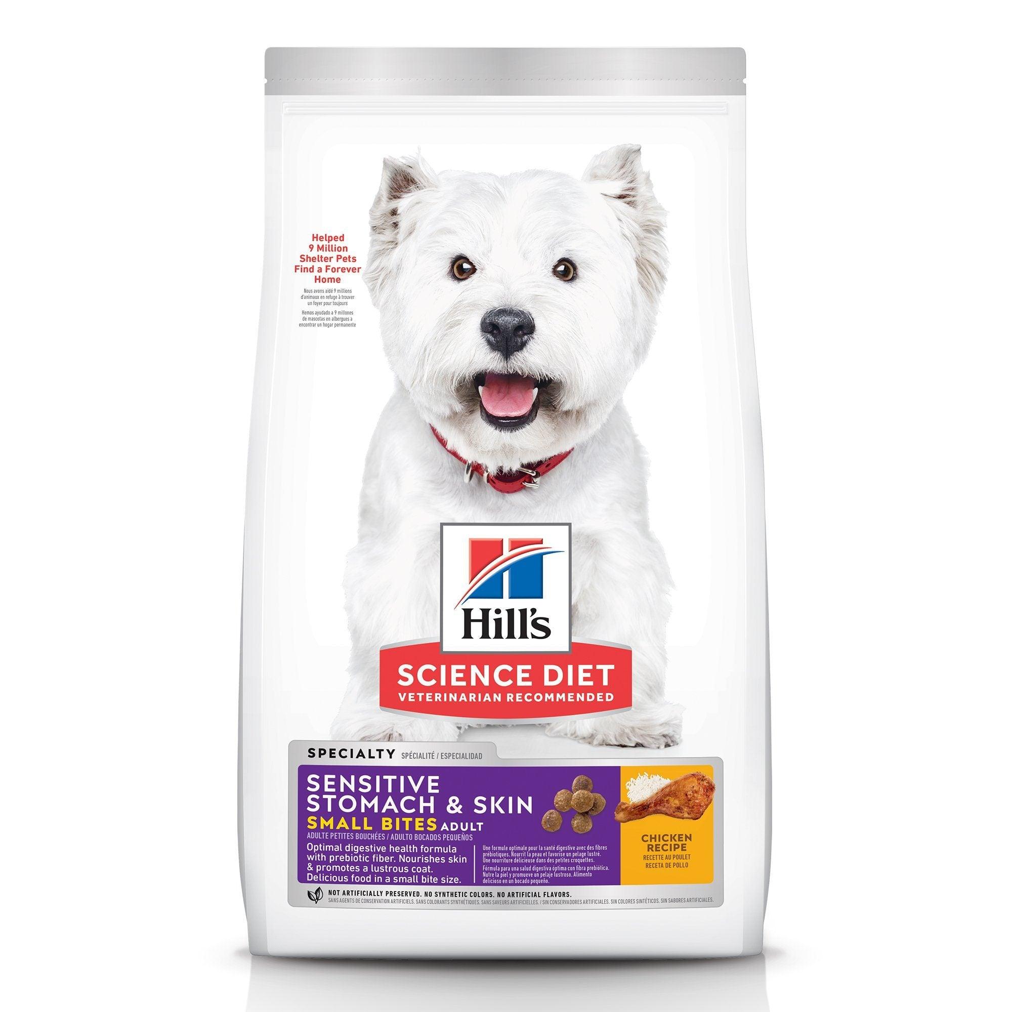 Hill's Science Diet Adult Sensitive Stomach & Skin Small Bites Dry Dog Food, Chicken Recipe, 1.81 Kg Bag - 2.04 Kg - Dog Food - Hill's Science Diet - PetMax Canada