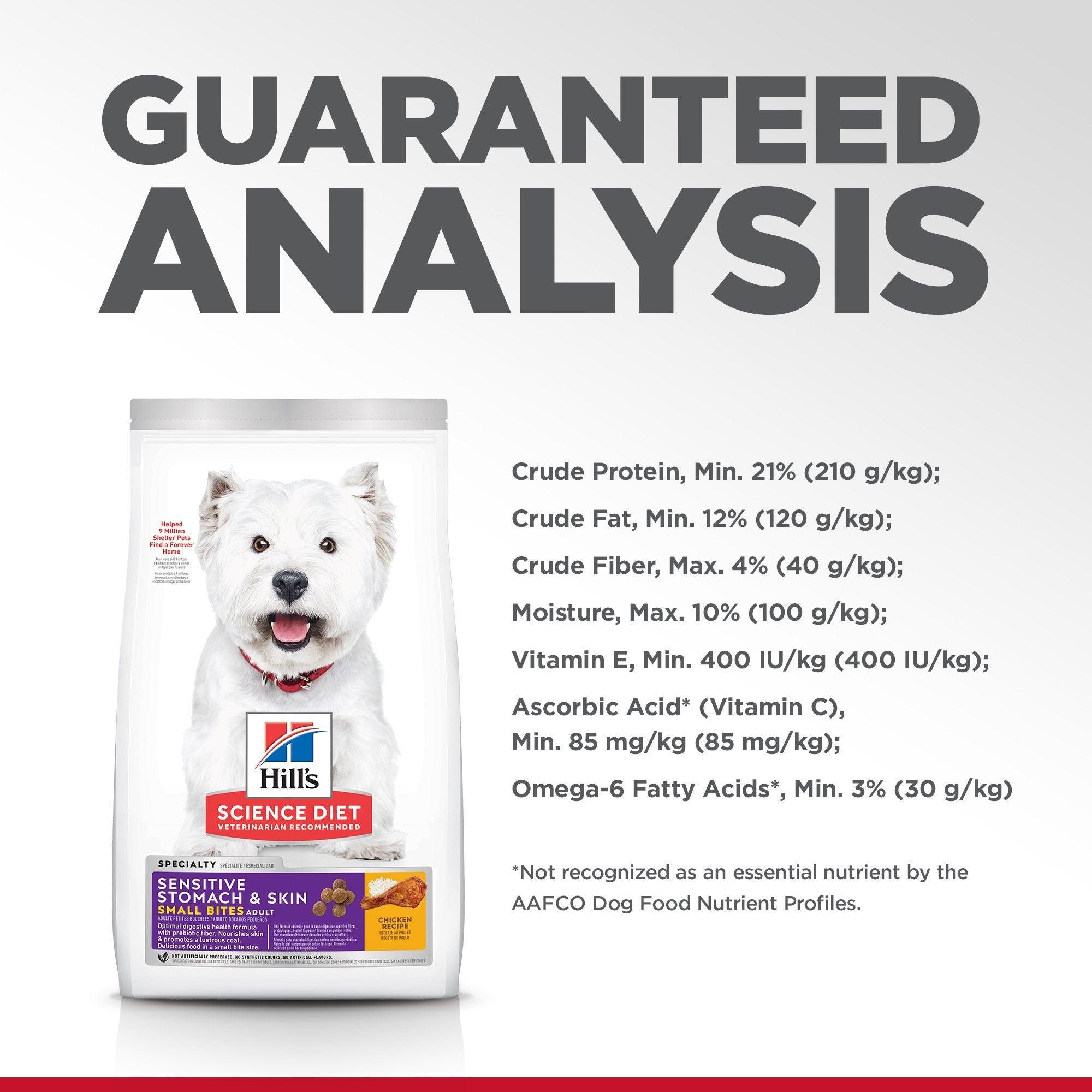 Hill's Science Diet Adult Sensitive Stomach & Skin Small Bites Dry Dog Food, Chicken Recipe, 1.81 Kg Bag - 2.04 Kg - Dog Food - Hill's Science Diet - PetMax Canada